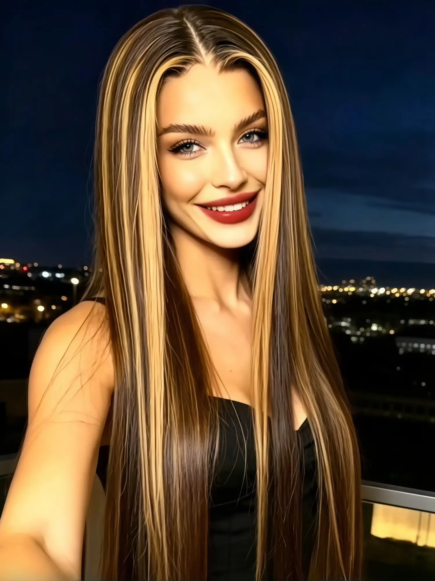 Gold Highlights Straight Hair, Heat-Resistant Synthetic Fiber, Ideal for Daily Wear, Cosplay, Parties, Stage Performances, Weddings, Dance, Premium Synthetic Wigs