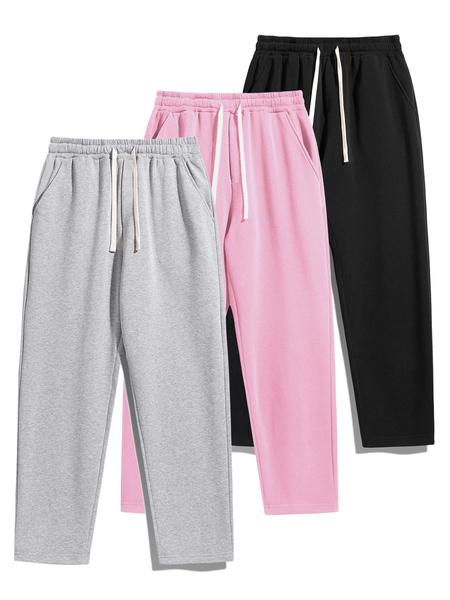 Men's Thermal Lined Pants with Drawstring Waist, Relaxed Fit Sweatpants for Fall & Winter, Men's Bottoms