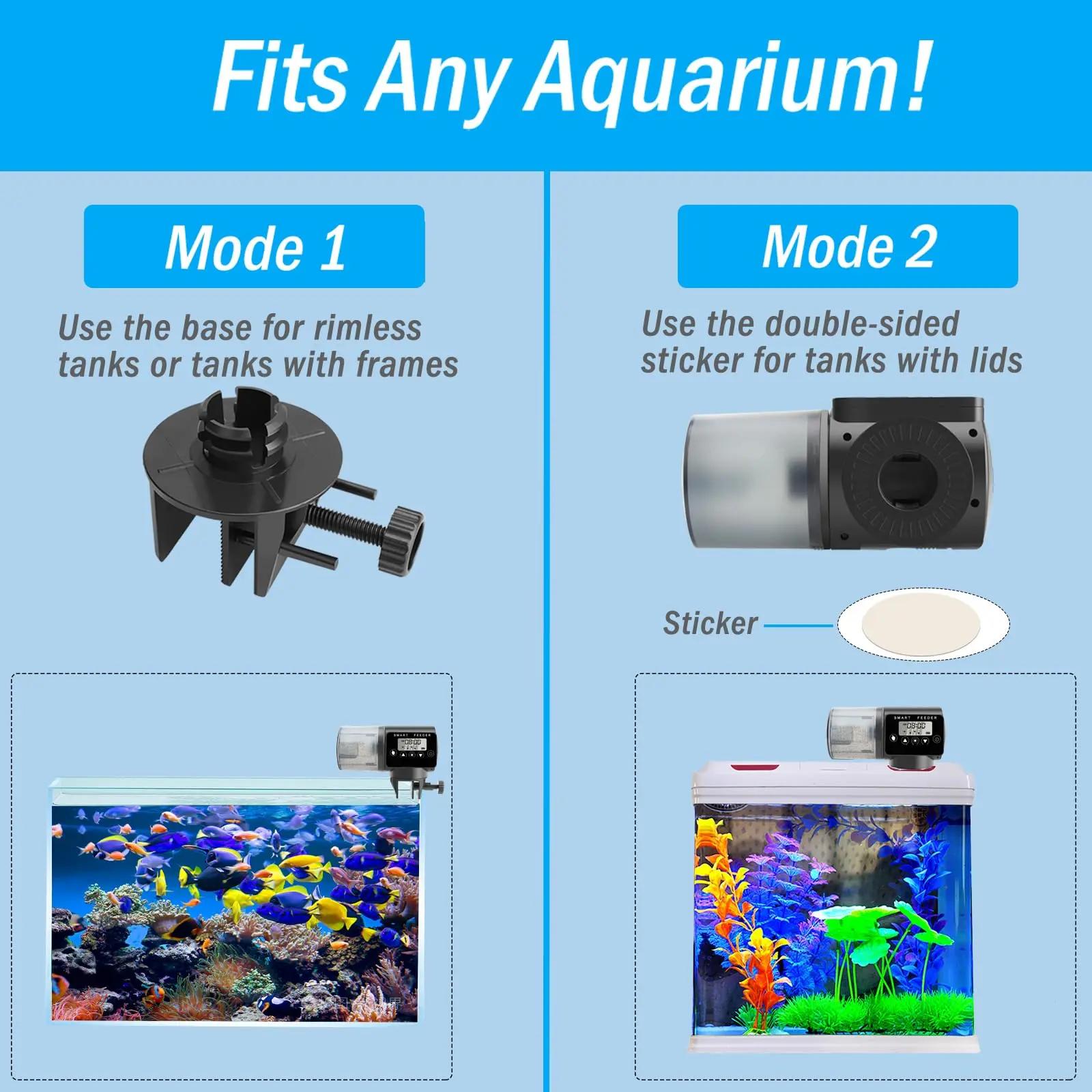 Automatic Fish Feeder for Aquarium, Fish Feeder Automatic Dispenser with Timer for Granules Pallets Strips, Volume Adjustable Pet Supplies