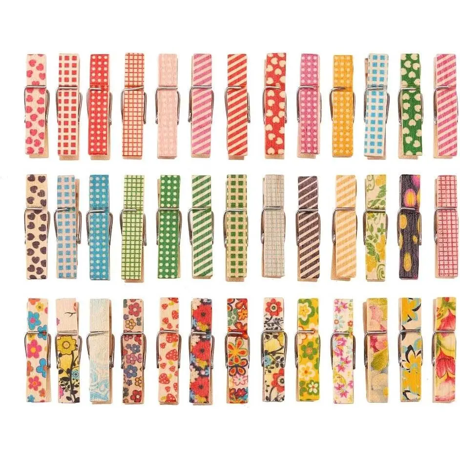 100 Pcs Colorful Painted Wood Clothespins 3.5cm/1.38in for Photo Clips, Scrapbooking, Crafts & Gift WrappingGift