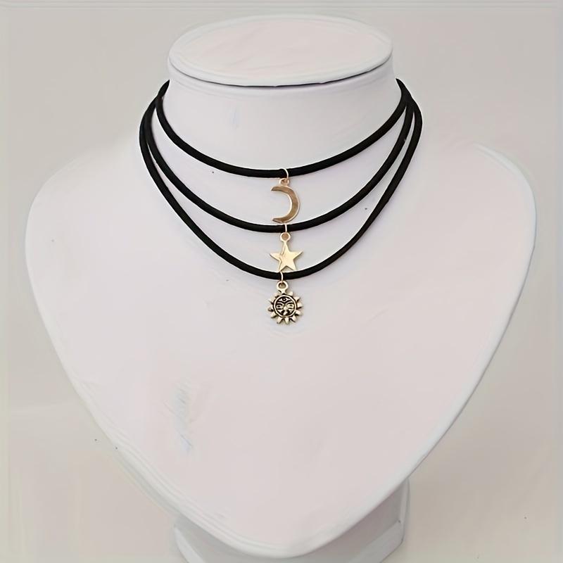 3-Piece Elegant Vintage Copper Planet Necklace, Sun, Moon and Star Pendant, Ladies Layered Minimalist Necklace Jewelry, Perfect for Daily and Party Wear, All Season Accessories 3-Piece Elegant Vintage Copper Planet Necklace, Sun, Moon and Star Pendant, Ladies Layered Minimalist Necklace Jewelry, Perfect for Daily and Party Wear, All Season Accessories