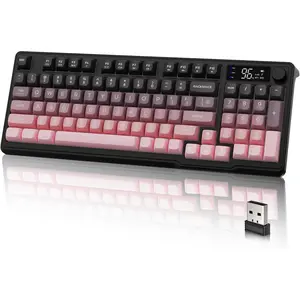 M96  Keyboard, Low Profile Quiet Typing Membrane Gaming Keyboard with  Display & Knob, RGB Backlit, USB C Rechargeable, 94  PBT Keycap for Windows PC, , Linux-BlackBerry