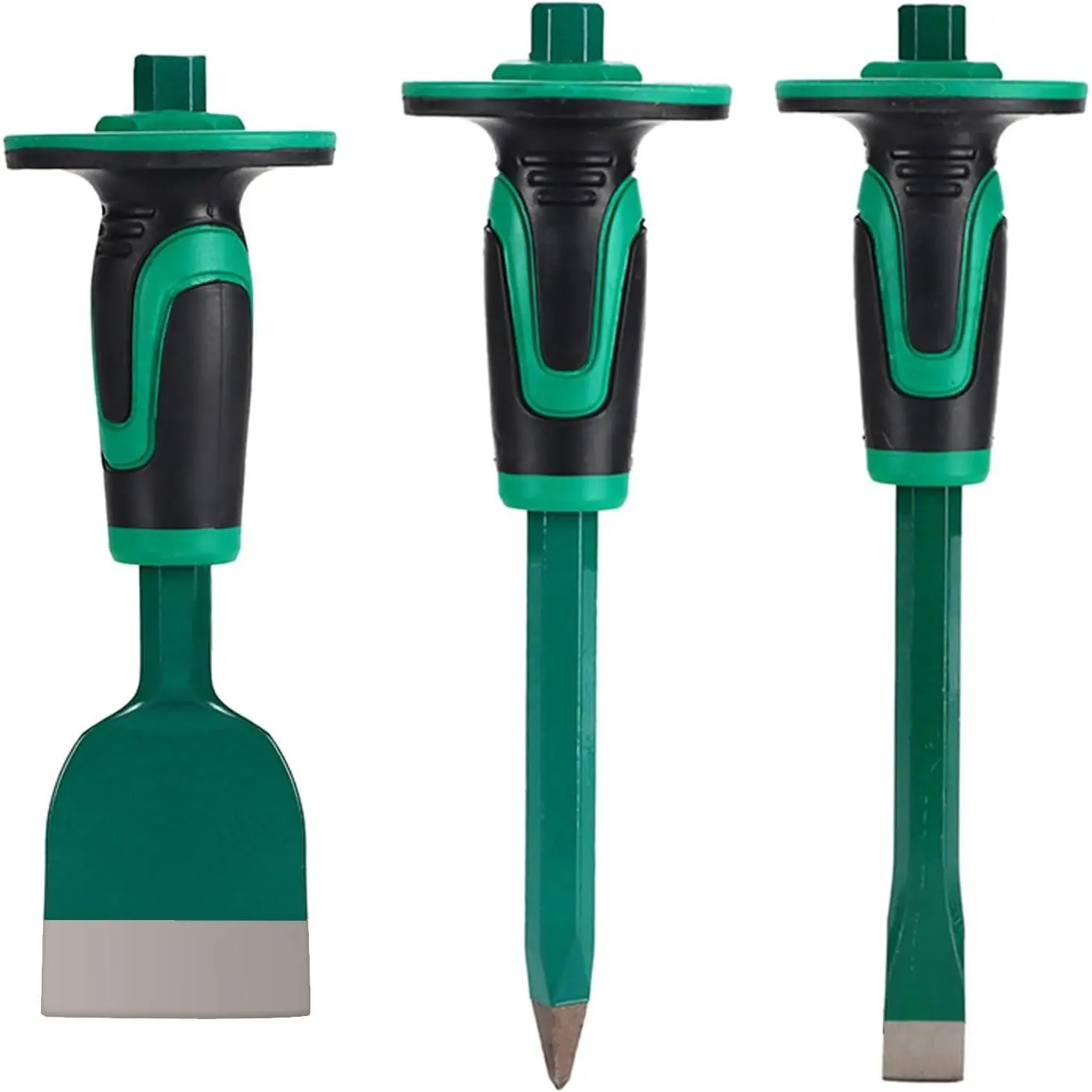 Heavy Duty Masonry Chisel Set, 12 Inch Point and Flat Chisel, 9 Inch Brick Chisel