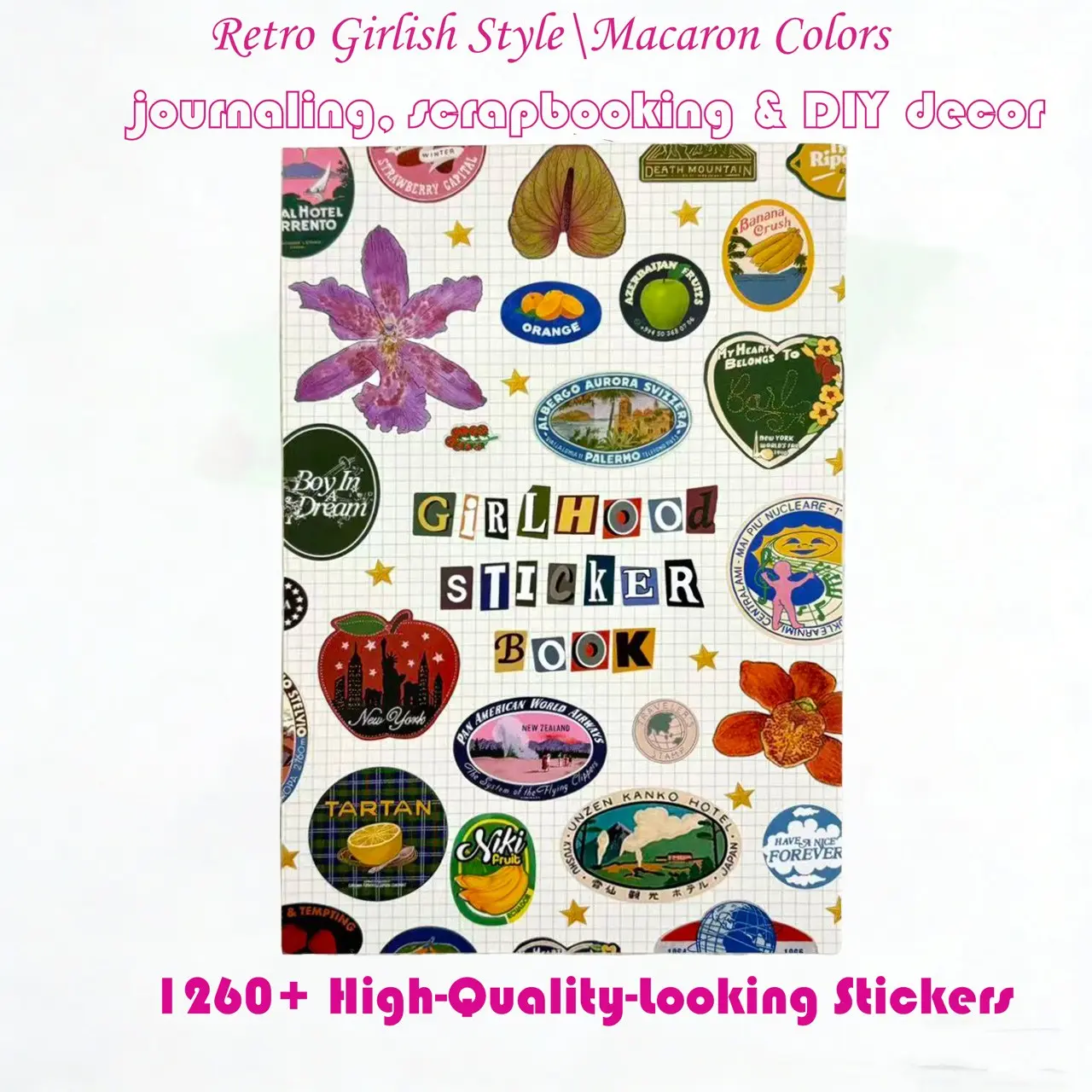 Vintage Girl Stickers Set, 126+ Beautiful Stickers for Daughter Girlfriend Friend, Retro Fruit Macaron Color Series Gift