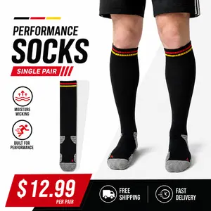 Breathable Knee High Soccer Socks for Men & Women| Cushioned Athletic Tube Socks for Football Training & Team Sports| 1 Pair
