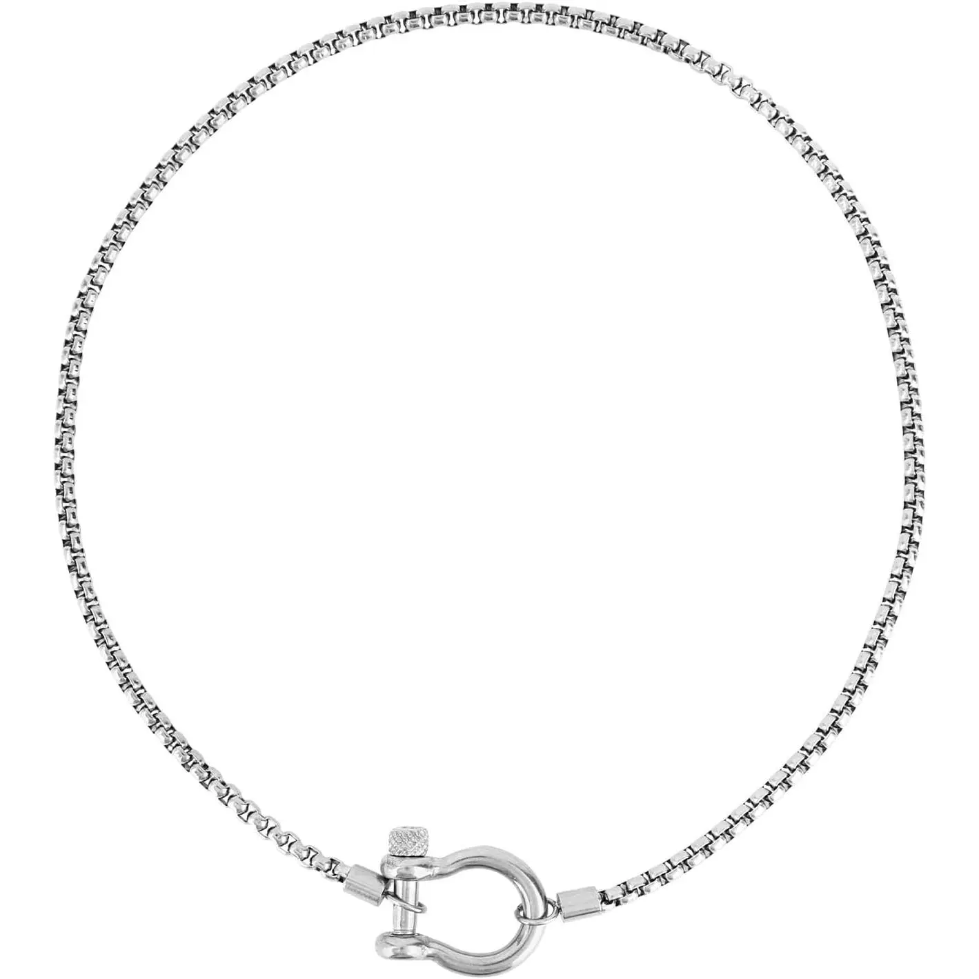 Carabiner Pendant Necklace, Stainless Steel Screw Anchor Shackle Necklace Foxtail Wheat Chain with Nautical Sailor Clasp for Women Men Fashion  Accessories
