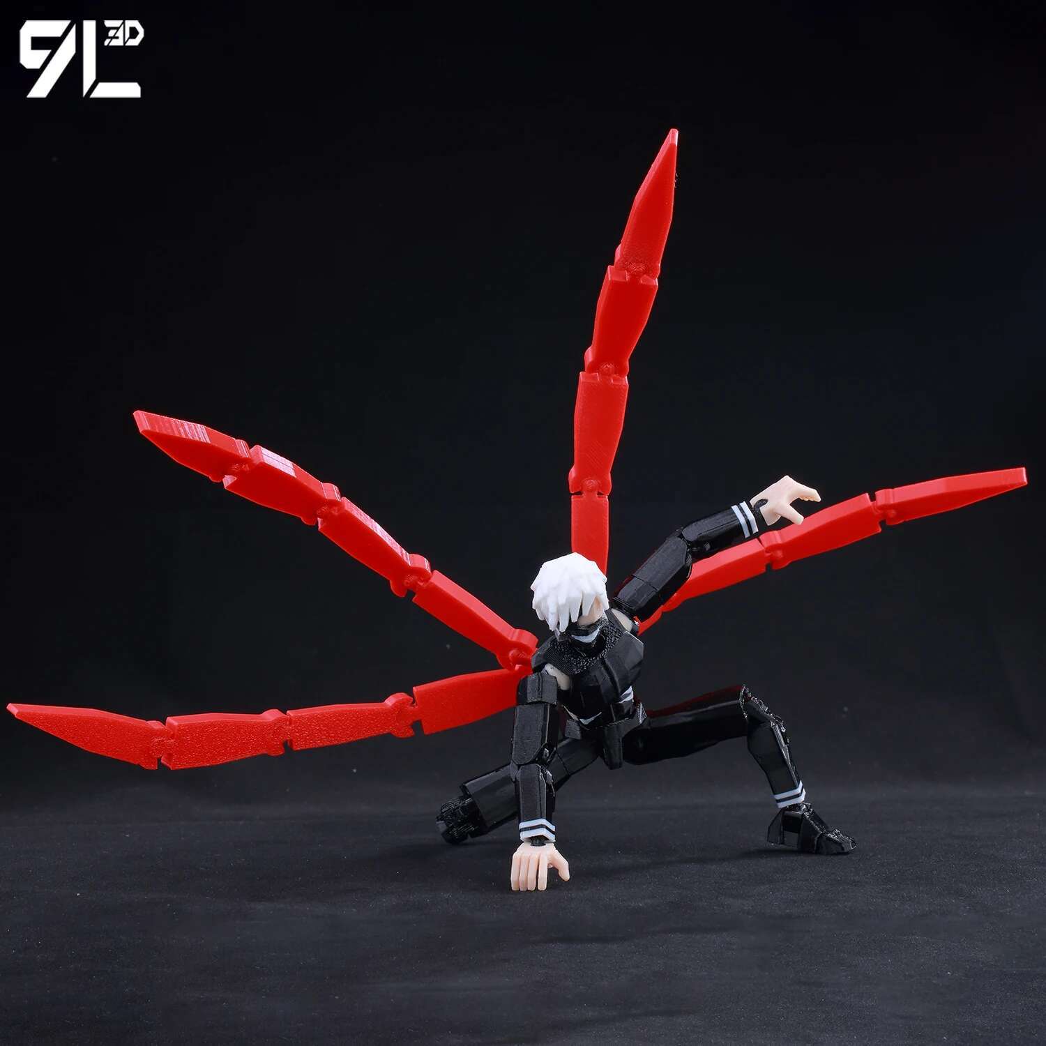 9L3D Lucky 13 Dummy 13 T13 - Kaneki Ken Tokyo Ghoul Awakened Rage Articulated Figure White Hair Red Eyes Extreme Combat Pose Toy