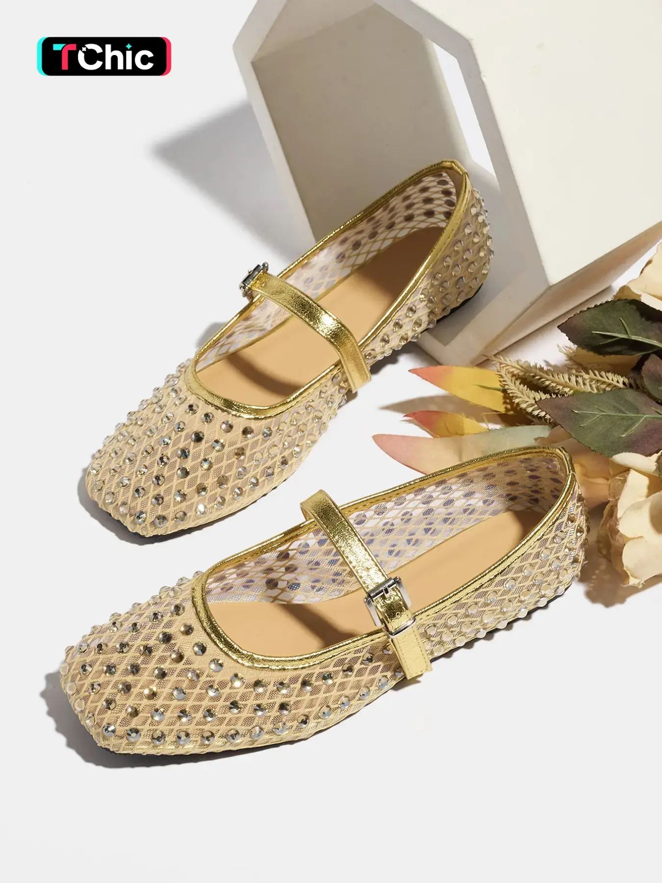Women's Breathable Mesh Ballet Flats Square Toe New Design One Strap Flat Soft Sole Lightweight Comfortable Mary Jane Casual Flat Shoes Summer Flats