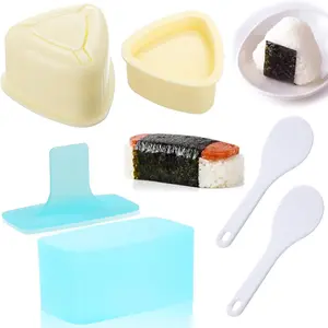 Onigiri Sushi Maker Mold, Non Stick Musubi Maker Press, Triangle Rice Ball Mold Sushi Makers with Small Rice Paddles
