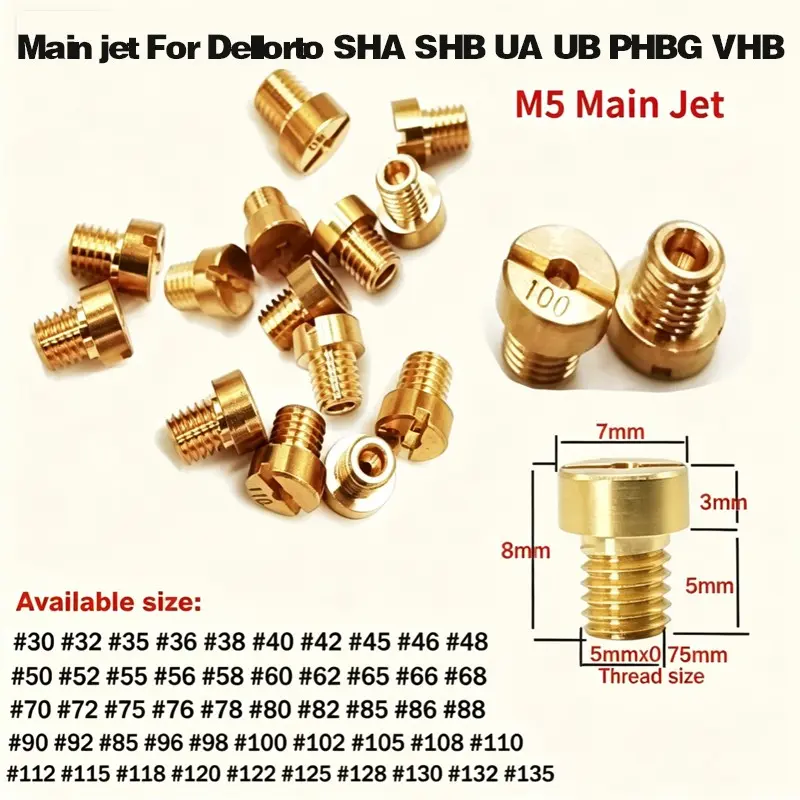 10pcs and 12pcs Main Jet M5 For Dellorto SHA SHB UA UB PHBG VHB-CS VHBT-CS #30-135 PHBG CarburadorJet Kits Carburetor Gicleur