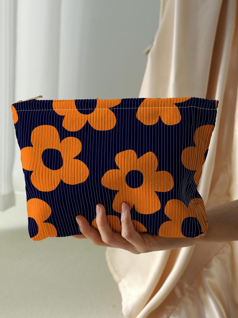 Floral Pattern Makeup Bag, Casual Versatile Storage Bag, Travel Makeup Bag, Handheld Cosmetic Pouch, Suitable for Women and All Kinds Of Occasions