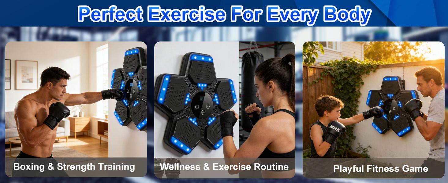 Smart Music Boxing Game Kids: Bluetooth Wall Mounted Punching Pad with 5 Hitting Targets - Family Indoor Activity Fitness - Ages 6-12 Boys Girls Birthday Gifts Including Boxing Gloves