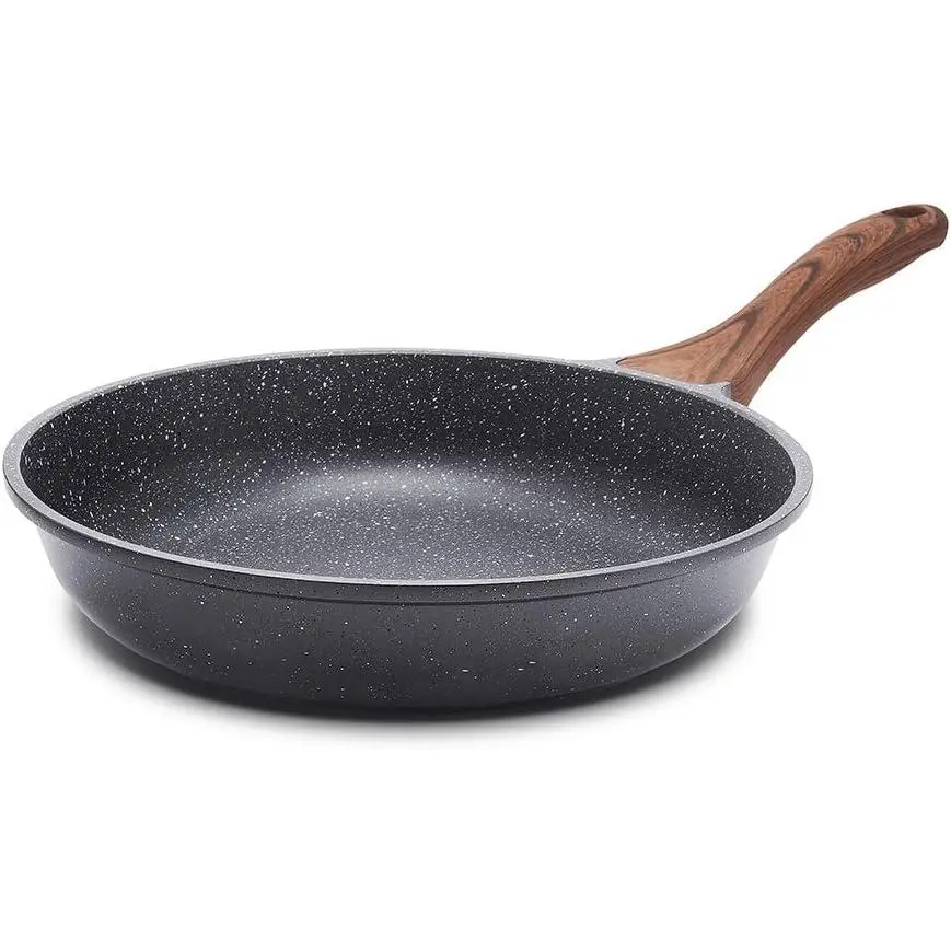 Nonstick Frying Pan Skillet, Swiss Granite Coating Omelette Pan, Healthy Stone Cookware Chef's Pan, PFOA Free, 9.5 Inch