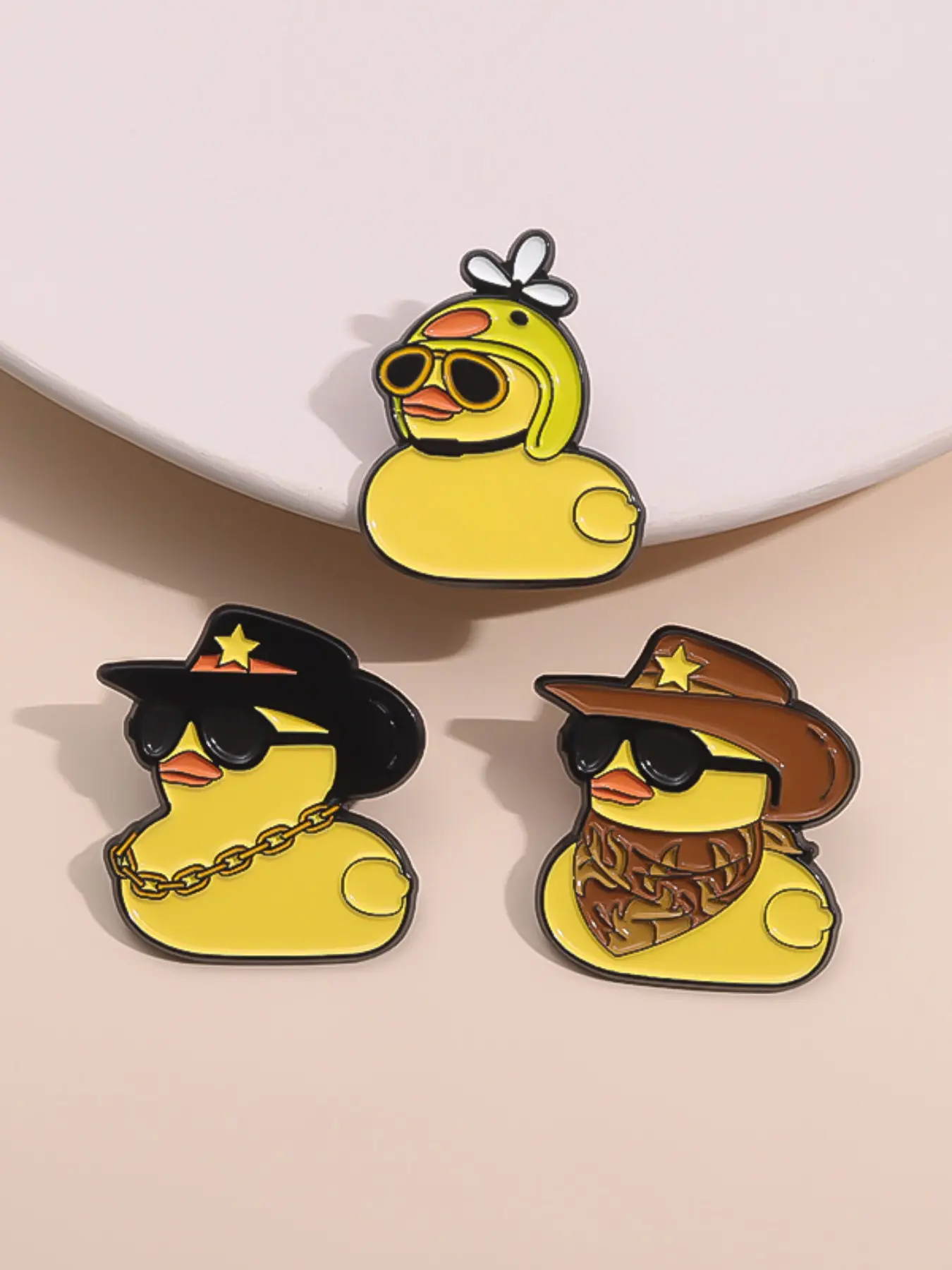 3PCS Western Cowboy Yellow Duck Enamel Pin, Cartoon Animal Metal Brooch ,Jacket Lapel Backpack Badge Fashion Jewelry Accessories Gift for Friends