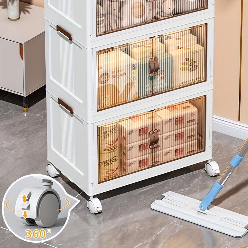 Foldable Storage Box 5 Layers, Large Storage Box with Double Opening, Large Storage Box with Lid and Wheels, Can Store Clothes, Snacks, Toys and Books, Home Office Outdoor Foldable Container