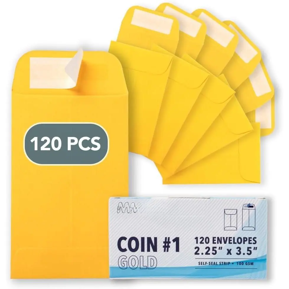MOS #1   Envelopes 2.25 x 3.5 Inch 120 Pack — Self-Seal Yellow Small Envelopes for , Seeds, Small , Collectibles, , Craft Storage