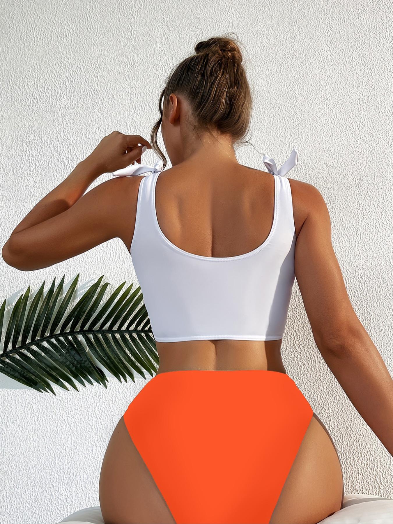 Women's Coconut Tree Print Swimsuit Crop Tankini Tops & Tankini Bottoms Swimsuits Sets, Bathing Suits, Casual Summer Swimwear Set for Beach Holiday, Tropical Print Tankini Swimsuits 2 Piece, Tankiniswimsuit, Tankinisuit, Swimming