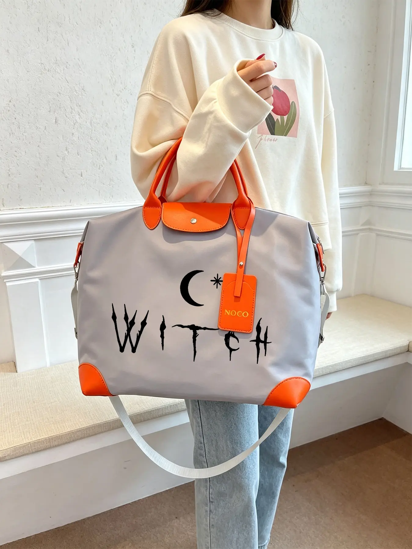 Witch Pattern Handbag, Durable and Large-capacity Tote Bag, Can Be Carried By Hand or Worn Crossbody, Suitable for Work and Daily Commuting, and An Excellent Gift Choice