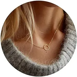Minimalist Necklace Dainty Karma Chokers Necklace 14K  Gold Plated Chain for Women