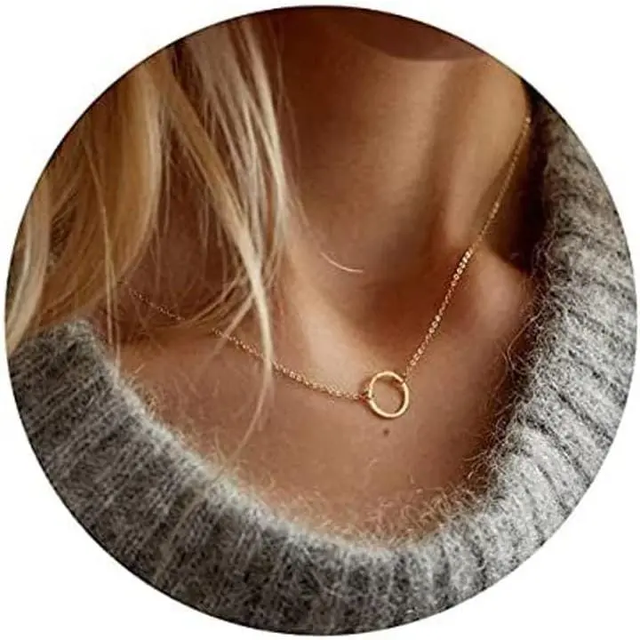 Minimalist Necklace Dainty Karma Chokers Necklace 14K  Gold Plated Chain for Women