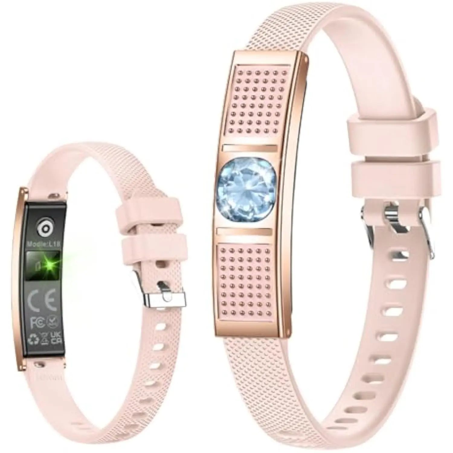 Diamond Smart Bracelet for Women Men Screen-Free Wireless Fitness Tracker with Heart Rate & Sleep Monitor Activity Tracker Steps Calories Distance Women’s Cycle Tracking 3ATM Waterproof Health Smart Bracelet