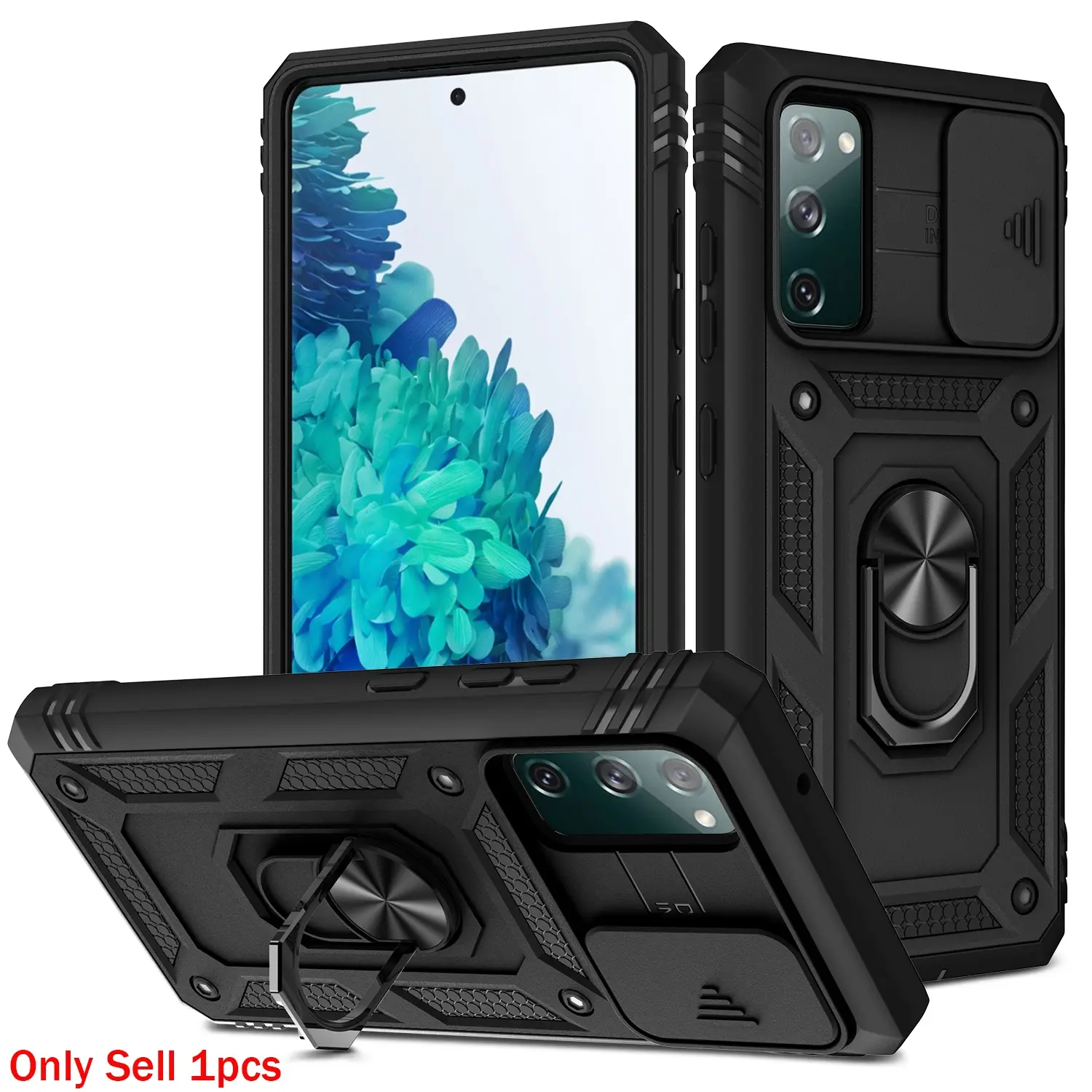 Case for Samsung Galaxy S20 Fe Shockproof, 360° Adjustable Magnetic Ring Stand, Dust-Proof Camera Lens Cover, Protective for Samsung Galaxy S20 Fe Phone Case