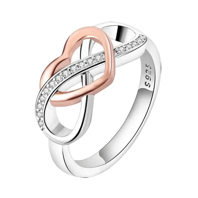 Heart Ring, Elagent Ring with Cubic Zircon Bowknot and Heart Design, Perfect Gift for Women