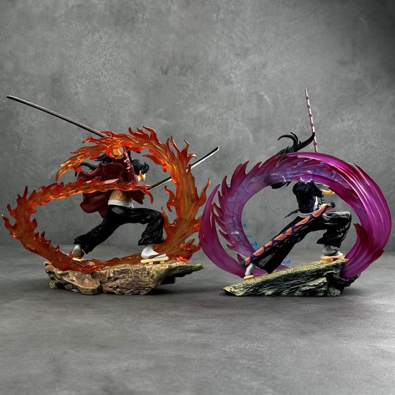 Demon Slayer Gk Fierce Battle Kokushibo Vs Yoriichi Tsugikuni Model Luminescent Figurine Desktop Computer Case Ornament Toy Gift