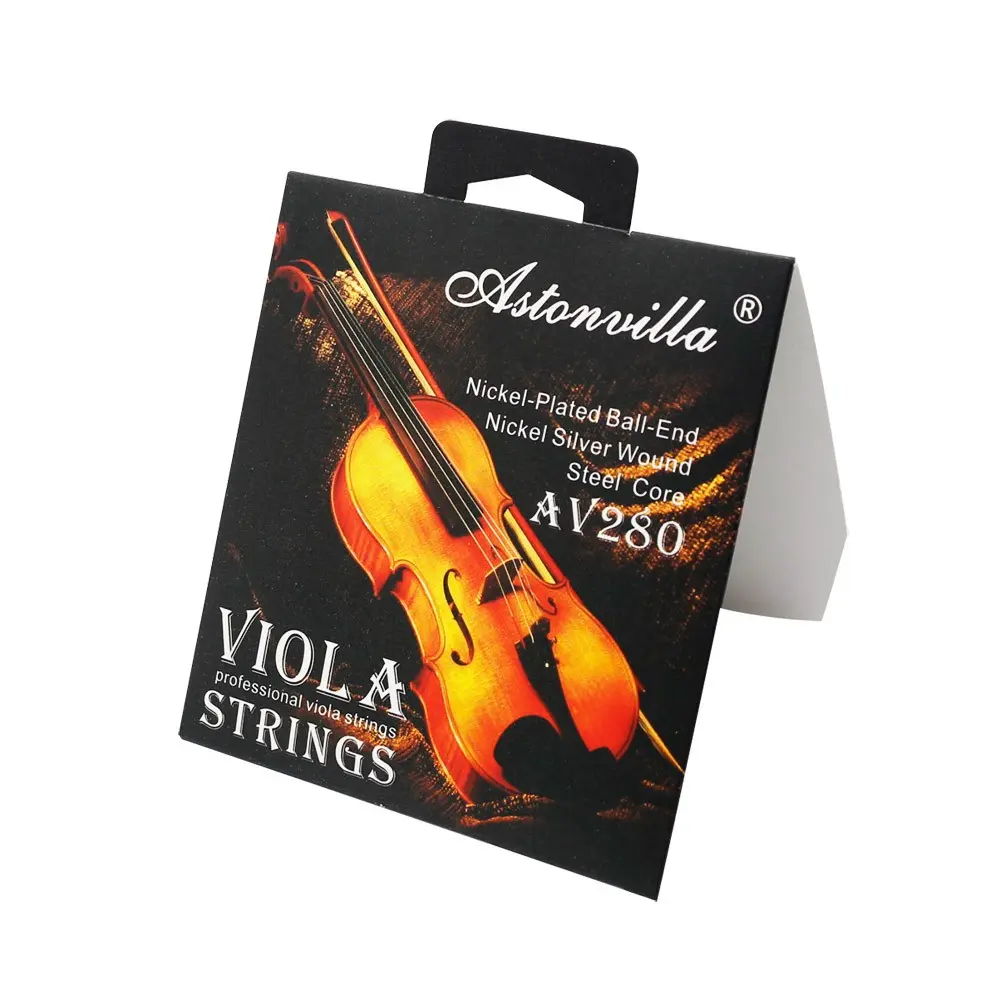 Aston Villa Av280 Violina Strings Set, Steel Core Nickel Silver Wound, Durable Nickel Plated Ball Head, Fits 14-16 Inch Viola, Ideal for Practice