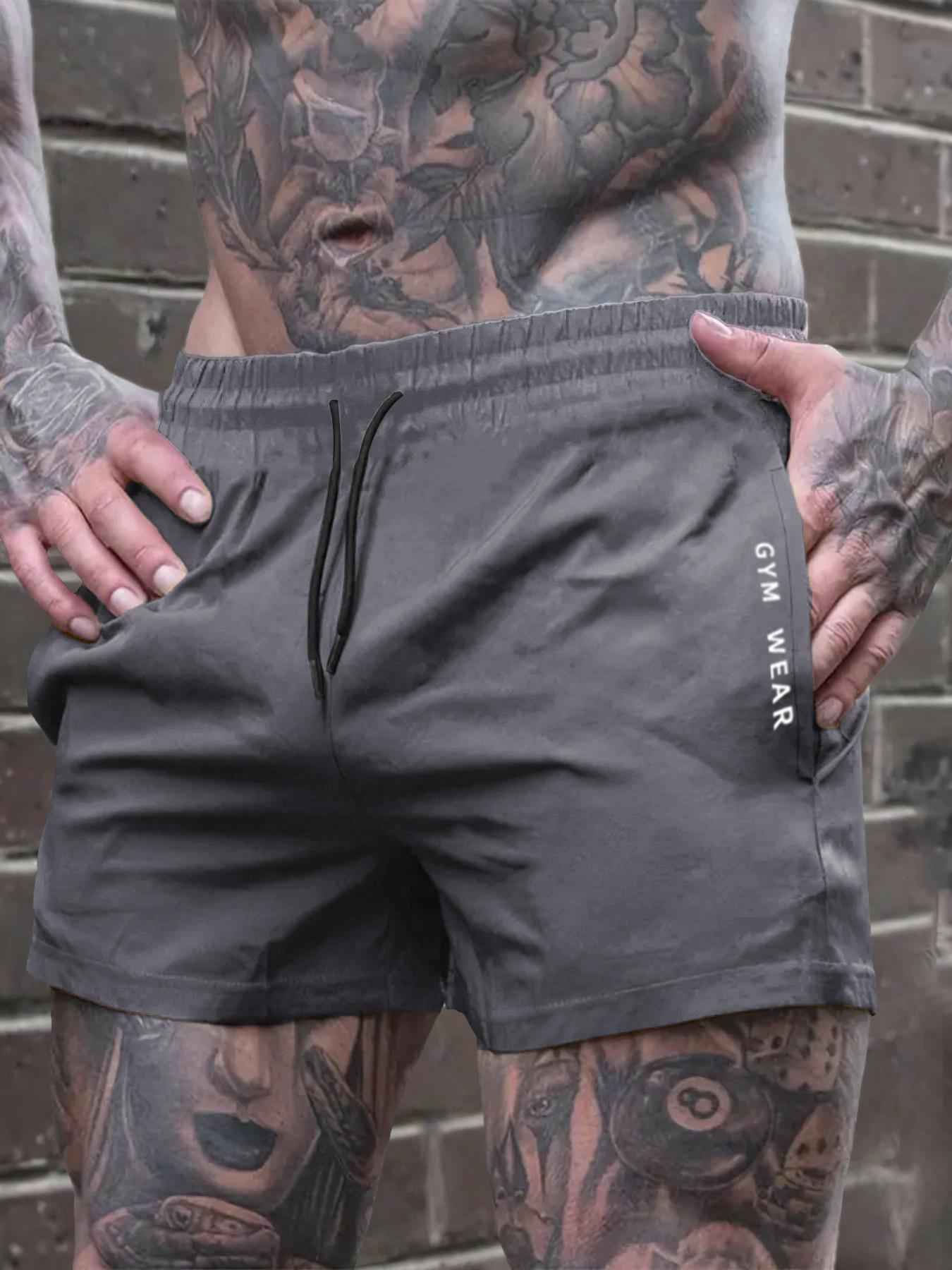 Men's Letter Print Leisure Shorts, Casual Comfy Breathable Athletic Shorts for Summer, Shorts for Men, Men's Bottoms for Daily Wear, Men Shorts, Jogging Shorts, Breathable Fitness Shorts, Summer Sports Shorts