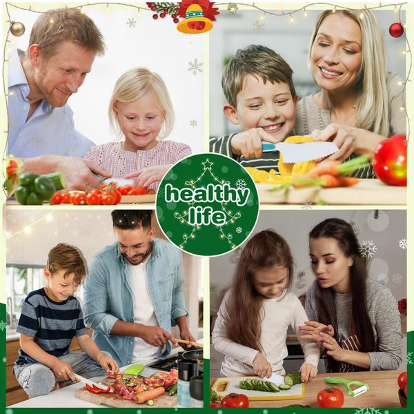 28PCS Knife Set - Kids Knifes for Real Cooking, Montessori Kids Kitchen Knife Set with Cutting Board Crinkle Cutters Kid Safe Knives, Kitchen Tools  Old Girl Boy