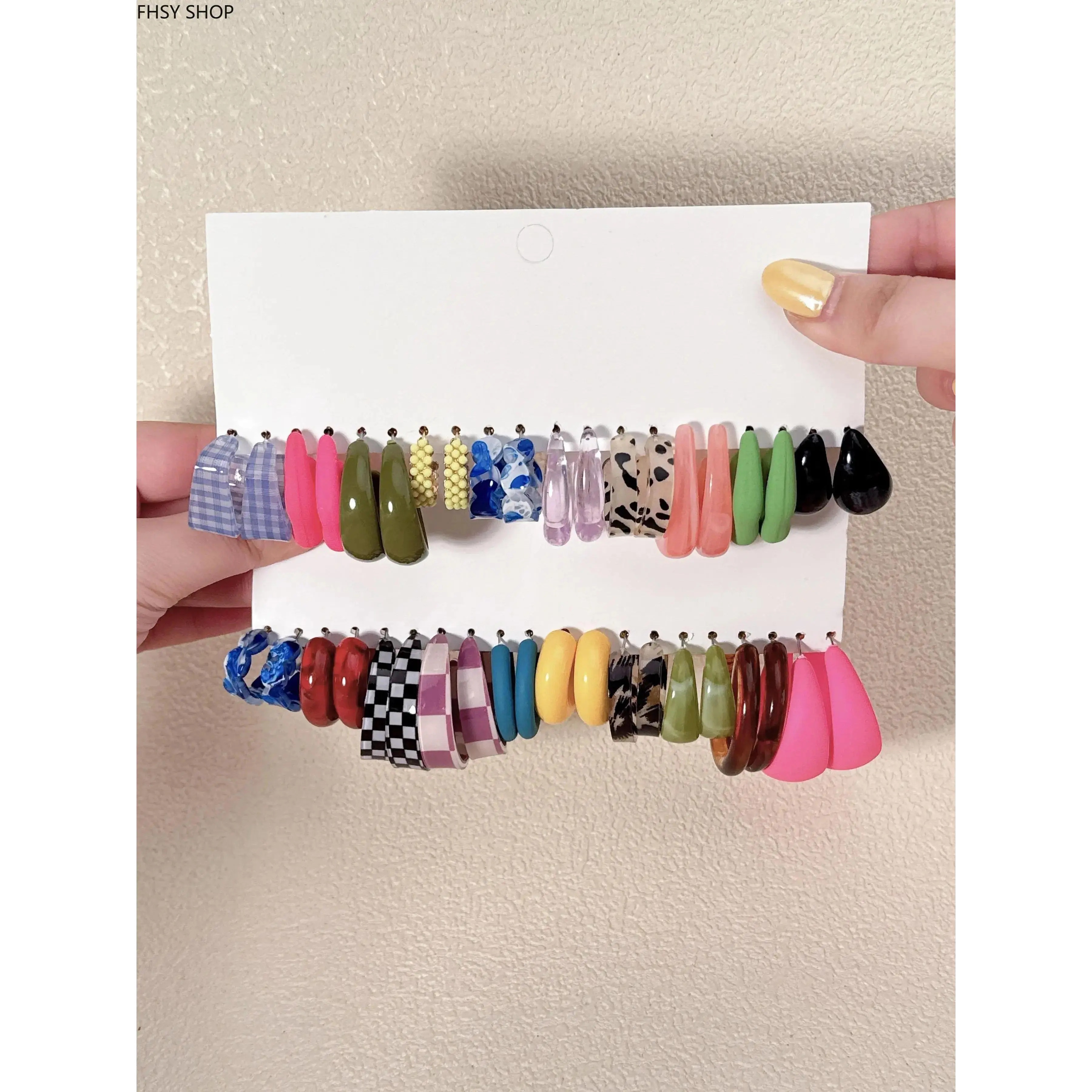 Elegant Colorblock Stud Earrings for Women, Modern Geometric All-Match Jewelry with Vibrant Acrylic & Metal Accents, Trendy Party & Daily Outfit Accessory, Perfect Birthday Gift for Her