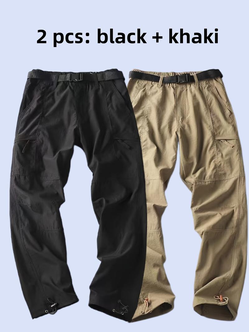 Four Seasons Thin, Multi-Pocket, Free Belt (Selected by the Knowledge), 180g/ ㎡   Polyester, Hiking & Outdoor Recreation Apparel |   Versatile Pants for Casual Attire |   Comfortable & Durable |   Ideal for Running, Camping, Fishing & Training