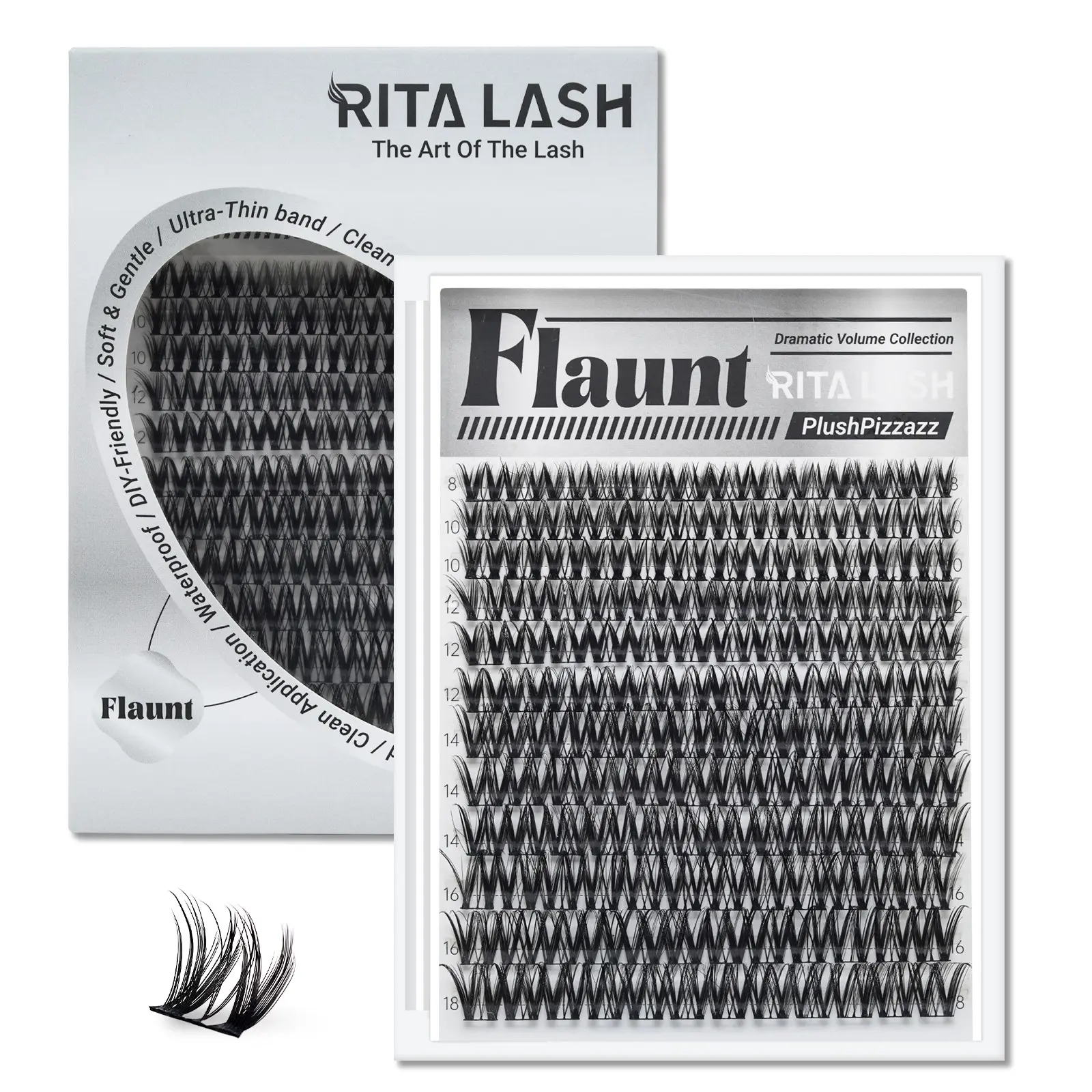 Flaunt |  RITALASH 144pcs Clusters Lashes with Ultra-Dense, Waterproof, Long-Lasting Lashes | Flora | Natural Daily, Volume Style, Manga Style | Beginner-Friendly DIY Lashes for a Flawless | Must-Have Clusters Cosmetic Fluffy Eyelashes Cluster