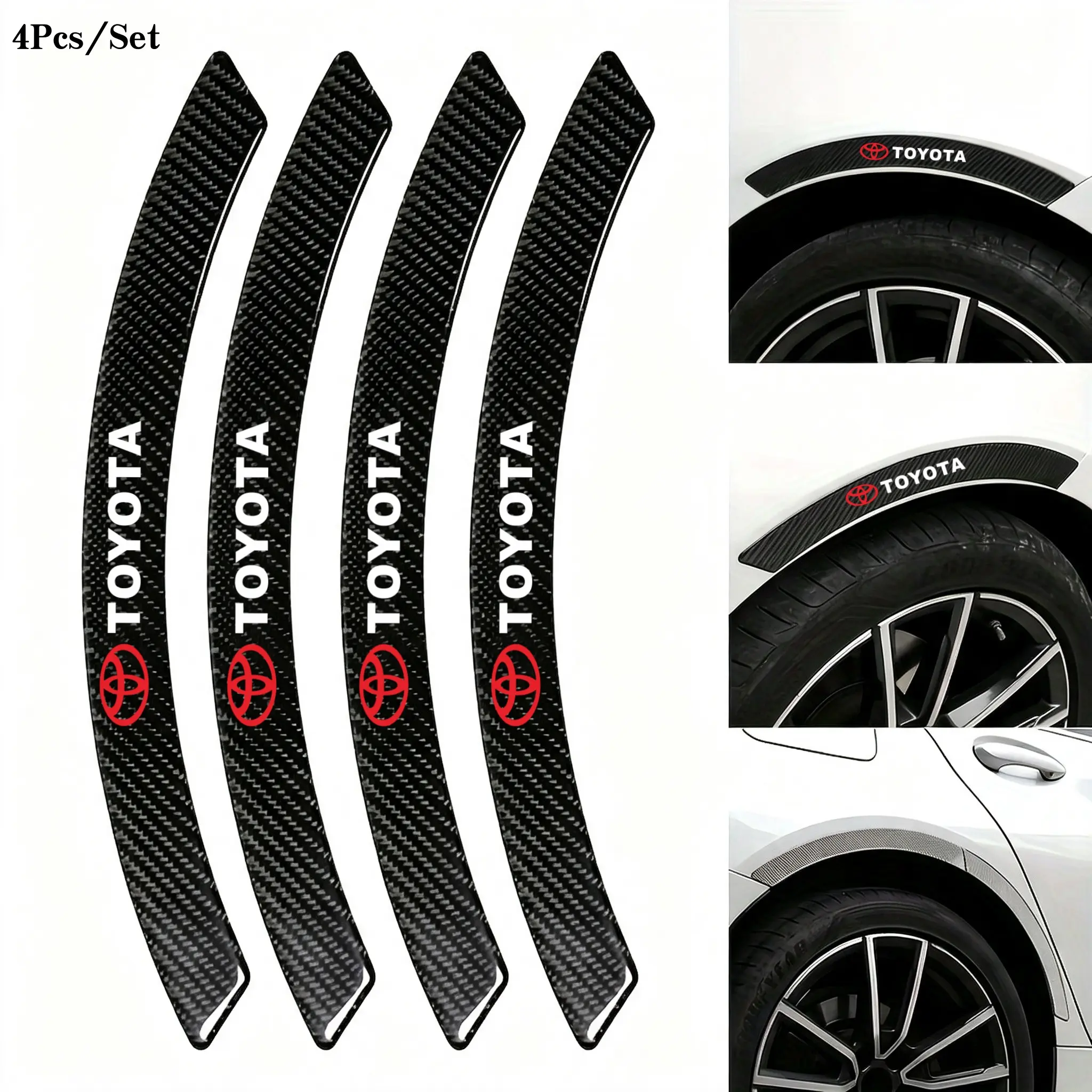 4pcs Sporty Carbon Fiber Wheel HUB Decals, Scratch-Resistant Wear Protection Strips, Sports Style Design, Toyota Models, Car Stickers