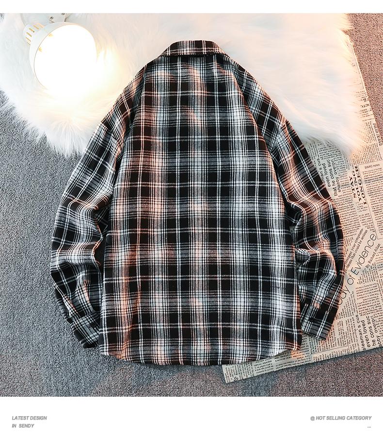 2026 Black and White Plaid Shirt Men's Fashion Casual Skin-Friendly Versatile Trendy Style 5color Options