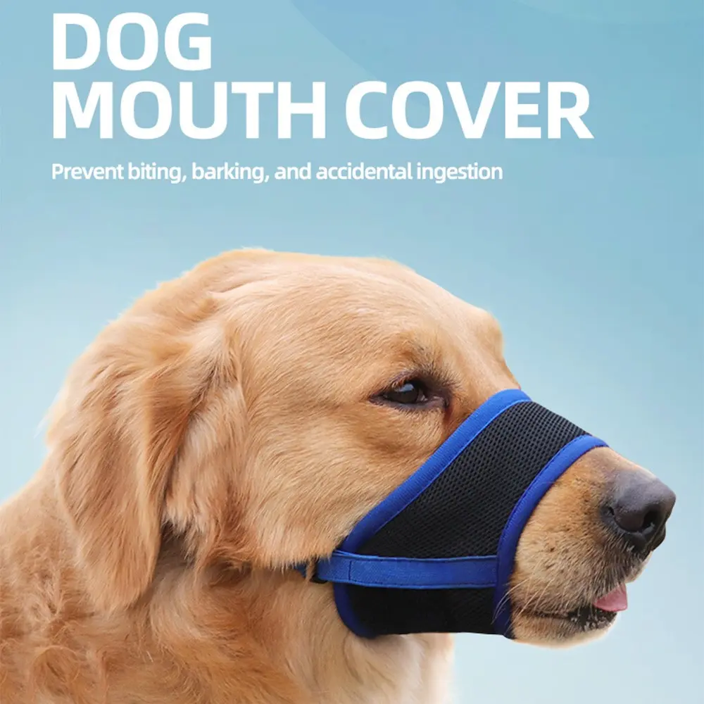 Dog Muzzle Soft and Breathable Prevents Barking, Chewing and Biting Adjustable Straps and Mesh Fabric, Allows Panting and Drinking Pet Supplies for Small, Medium and Large Dogs
