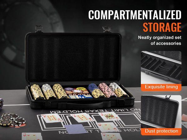 VEVOR Poker Chip Set, 300-Piece Poker Set, Complete Poker Playing Game Set with Carrying Case, Heavyweight 14 Gram Casino Clay Chips, Cards, Buttons and Dices, for Texas Hold'em, Blackjack, Gambling VEVOR Poker Chip Set, 300-Piece Poker Set, Complete Poker Playing Game Set with Carrying Case, Heavyweight 14 Gram Casino Clay Chips, Cards, Buttons and Dices, for Texas Hold'em, Blackjack, Gambling