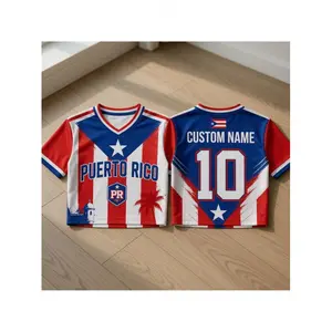 High-Quality Croptop Football Jersey Custom Puerto Rico Soccer Crop Top Jersey, Personalized Soccer Jersey Crop Tee, Bachelorette Outfit, Festival Shirt, Football Fan