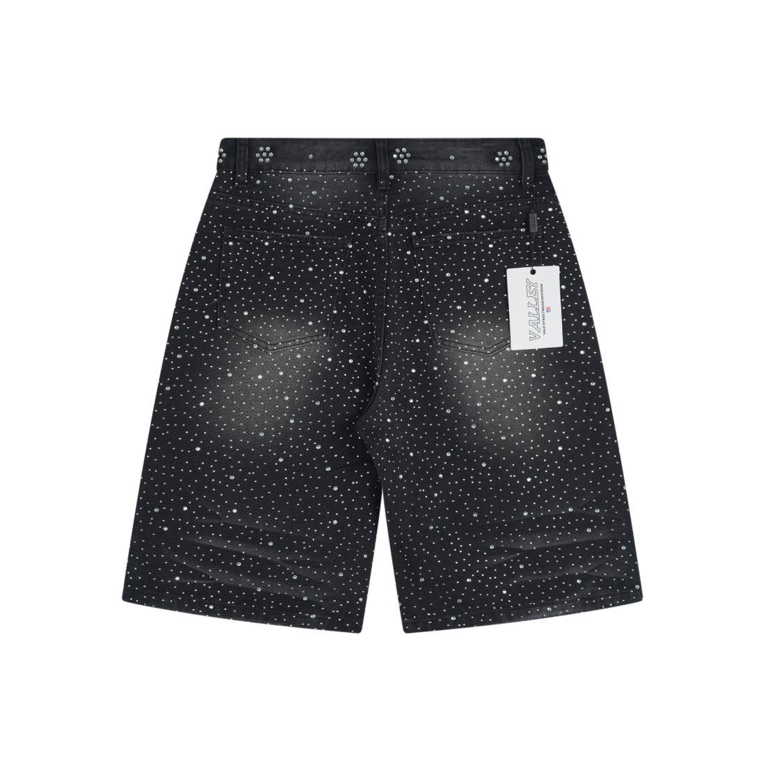 Full Rhinestone Shining Vintage Washed Baggy Denim Shorts Harajuku Y2K Streetwear Letter Embroidery Bling Diamond Loose Knee Length Hip Hop Casual Trendy Sparkly Distressed Jeans Shorts For Men Unisex