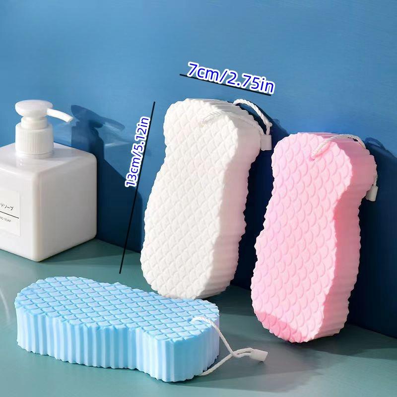 Double-sided Bath Sponge, 4 Counts/set Exfoliating Bath Tool, Exfoliating Body Scrubber, Body Dead Skin Remover for Home Bathroom Vacation Dormitory Salon