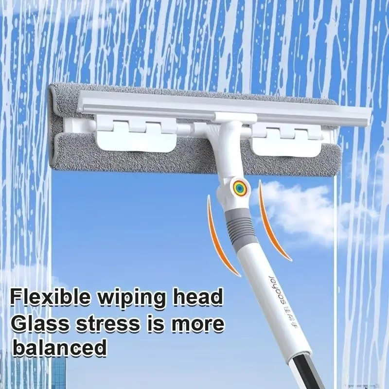 2-In-1 Glass Wiper, Multi-Functional Plastic and Stainless Steel Window Cleaning Tool, Ideal for Bathroom, Outdoor, Walls, Floors, Glass Surfaces