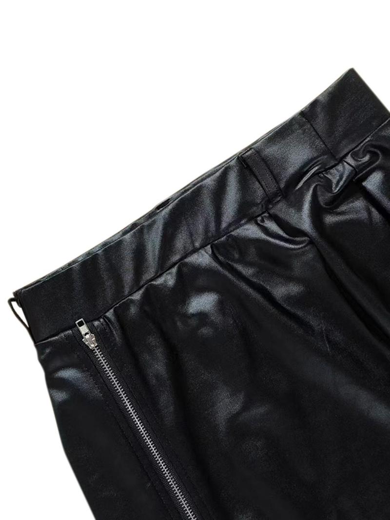 Women's Solid Zipper Back Bodycon Skirt, Elegant Fashion Casual High Waist Midi Skirt for Daily Outdoor Wear, Women's Skirt for Spring Fall, Womenswear