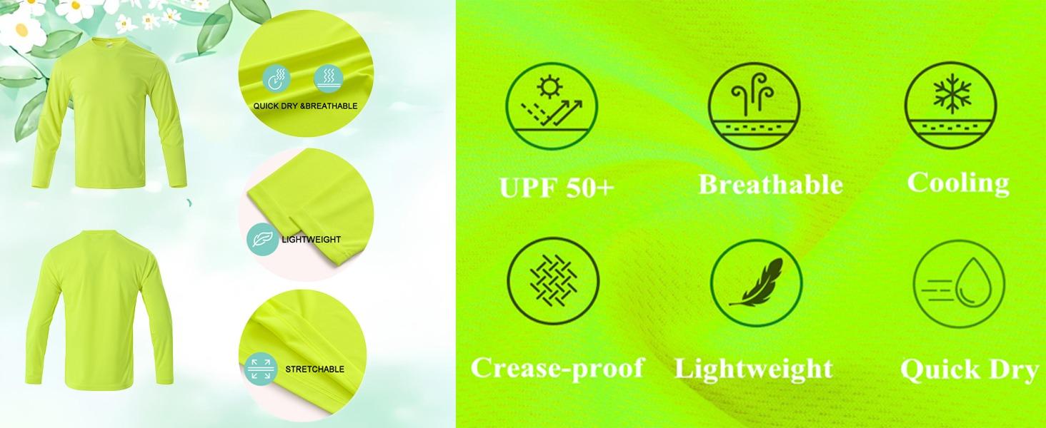 Mens Long Sleeve Shirts Casual Quick Dry Crew Neck Work Shirts Athletic Cycling Hiking T-Shirts Mens Long Sleeve Shirts Casual Quick Dry Crew Neck Work Shirts Athletic Cycling Hiking T-Shirts