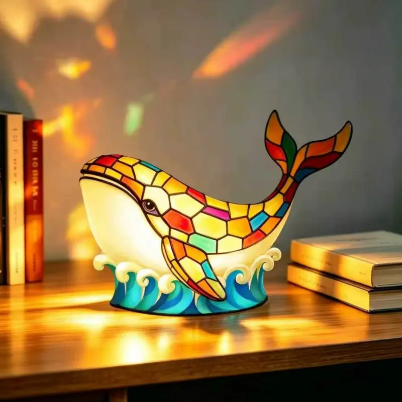 Whale night light, niche decoration for home bedroom, headboard glowing resin, quirky resin craft Moving Sand Art Ocean Decor