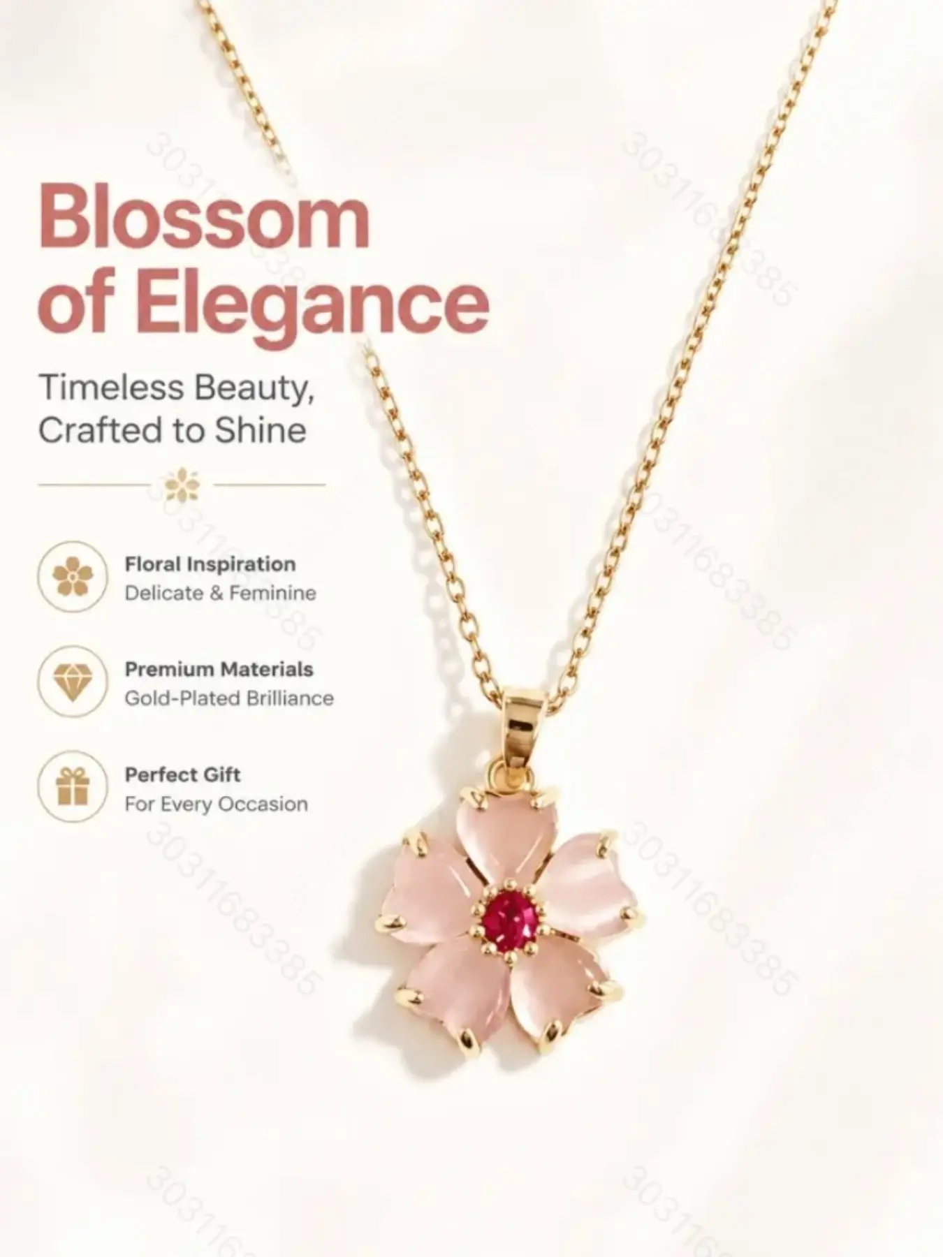 Elegant Cherry Blossom Stainless Steel Pendant Flower Necklace for Women, Perfect for Daily Wear, Travel, Music Festivals