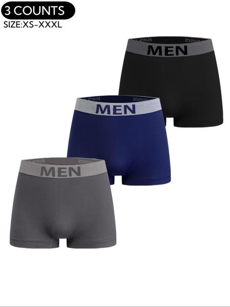 Men's Colorblock Letter Tape Boxer Brief, Comfortable Breathable Seamless Underwear for Daily Wear, Men's Base Underwear for All Seasons