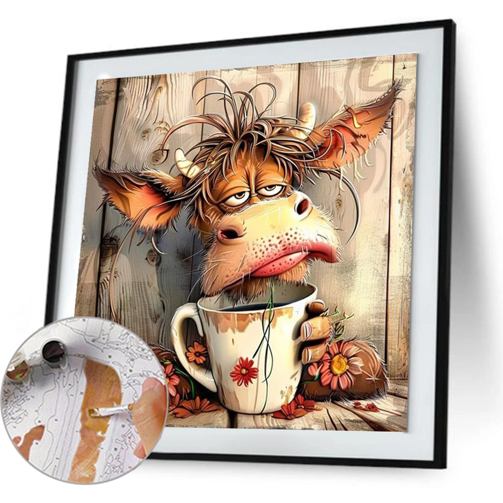 Paint By Numbers Kit On Canvas DIY Oil Art Cow Picture Home Wall Decor 30x30cm (D) Paint By Numbers Kit On Canvas DIY Oil Art Cow Picture Home Wall Decor 30x30cm (D)
