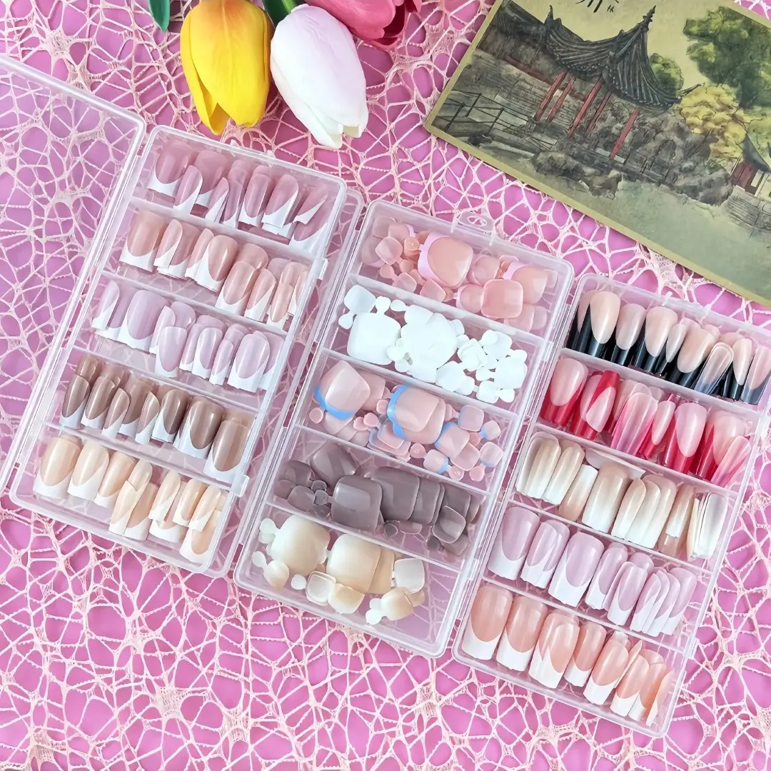 120pcs Short French Nail Art Kit, False Nail Set, Reusable Nails, Multi-Color Glossy Design, Perfect for Daily Use, Parties, Weddings, Travel, DIY Home