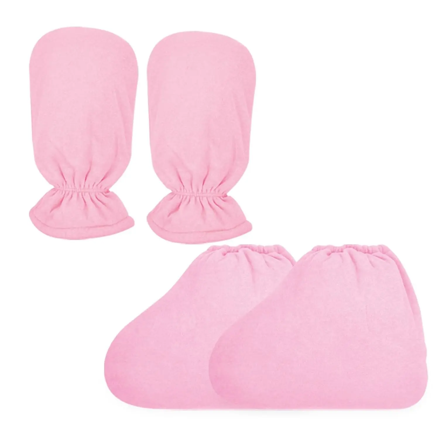 Paraffin Wax Bath Terry Cloth Gloves & Foot Liners, Insulated Heated SPA Mittens Foot Covers for Wax Machine, Thick Heat Hand Feet Treatment Great for Men Women Pink